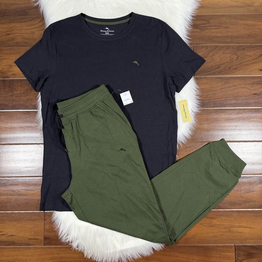 Tommy Bahama Men's Size Medium 2 Piece Pajama Lounge Set‎ Jogger Pants Shirt